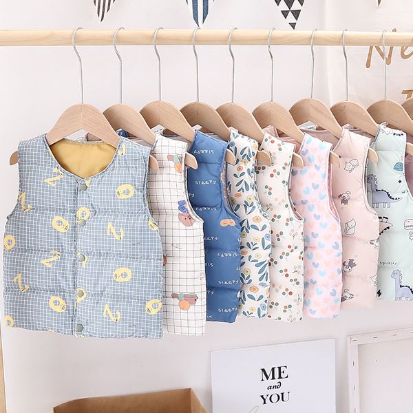 

new light children's girl's jacket vest waistcoat thickened warm down inner bladder boy baby wear autumn and winter 2021, Blue;gray