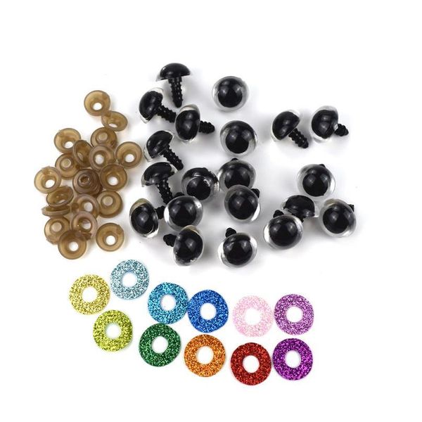 

80pcs 10/12mm mix color shinning glitter eyes safety puppet toy plush toy color doll eyes for amigurumi crochet stuffe bbyueb, Blike;white