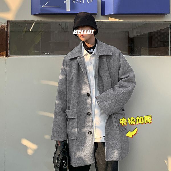 

2021 men's spring thin new mid-length jacket young male clothes 7s4c, Tan;black