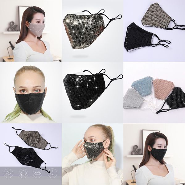 

mask washable 3d bling reusable pm2.5 face fashion care shield sun color gold elbow sequinklfz oudr