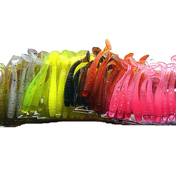 

10colors 100pcs/lot 5cm 0.7g soft rubber fishing bait lures jig wobbler soft worm carp fishing bait artificial silicone swimbait01