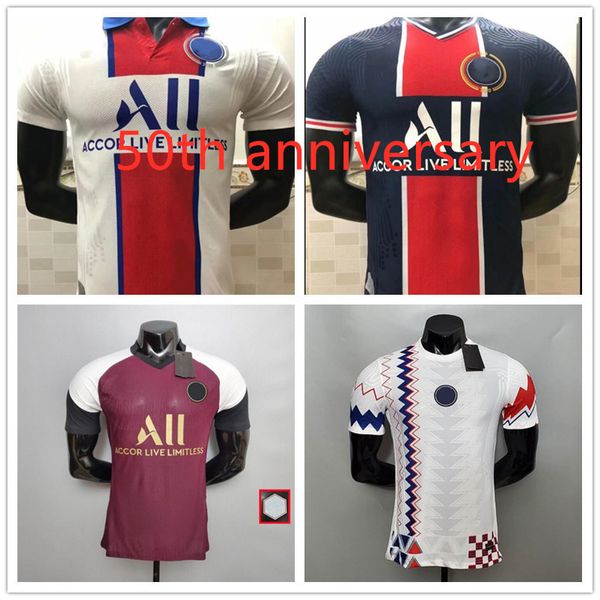 

20/21 home player version mbappe soccer jersey 50th anniversary edition paris third away neymar jr soccer shirt verratti cavani football uni, Black