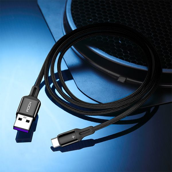 

rock r2 5a type-c usb-c metal braided fast charging data cable length 1m