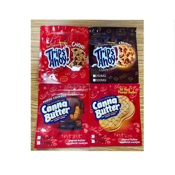 

gummy edibles packaging canna butter trips ahoy chocolate chip peanut butter sandwich medicated candy crunchy