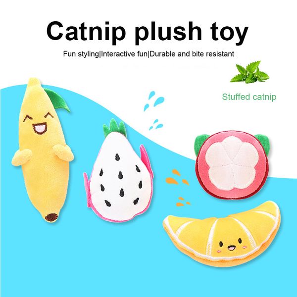 

fruit tooth interactive plush bite toy cat cute