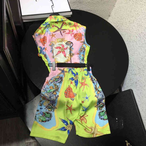 

casual dresses blue-green starfish shell printed shorts 33xa, Black;gray