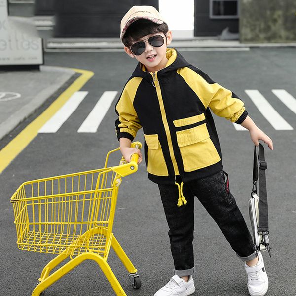 

children cartoon clothing girl boy hooded jacket teens spring autumn fashion tooling jacket windbreaker outerfit for 10 12 years 201208, Blue;gray