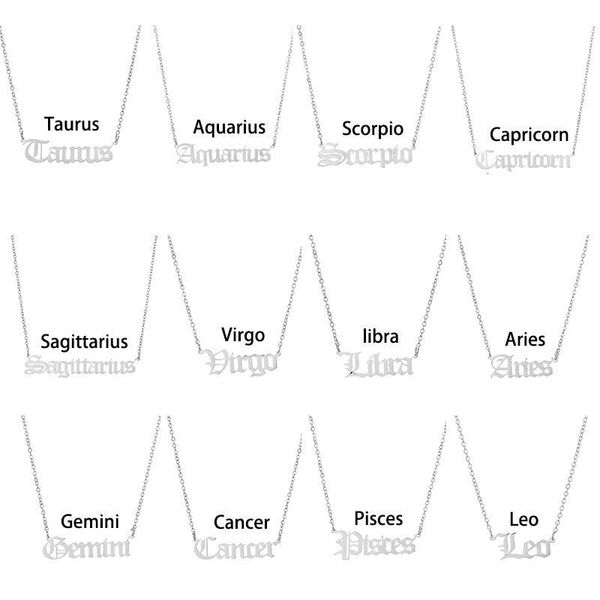 

arrival zodiac stainless steel letter necklace new taurus aquarius scorpio gemini sagittarius pendant jewelry