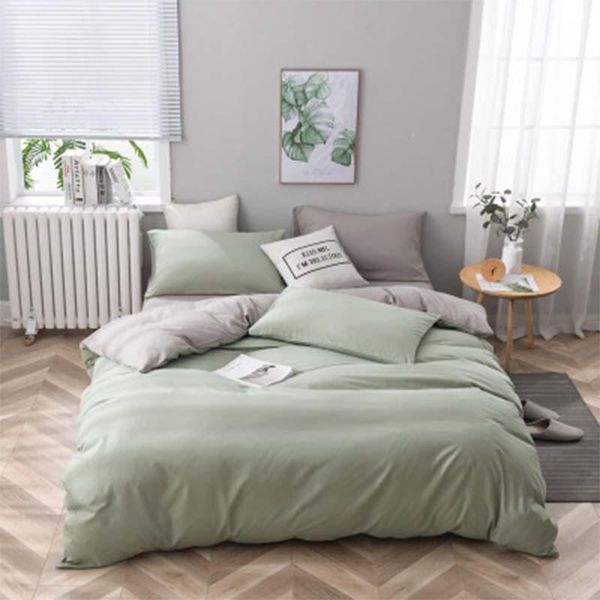 

home textile bedding set solid color simple duvet cover king single  size bed sheet pillowcase children quilt covers