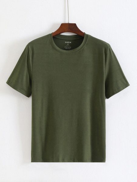 

men solid round neck tee 88th#, White;black
