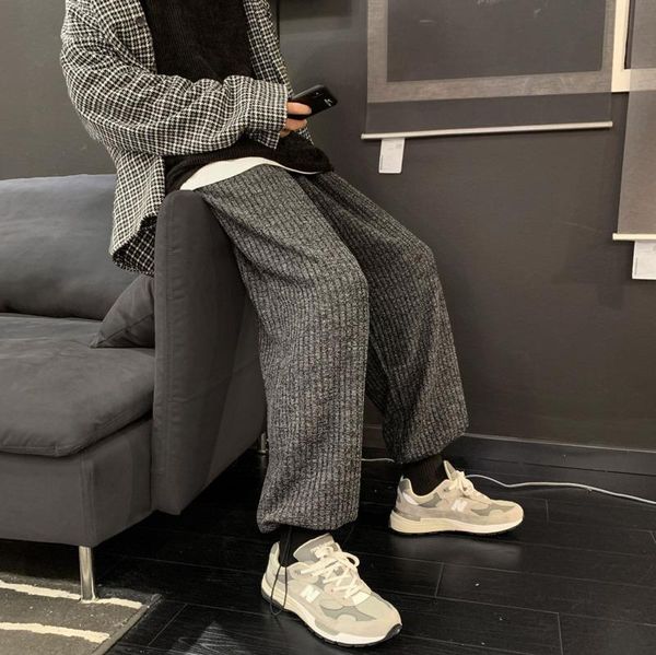 

men's pants 2021 autumn and winter youth korean loose woolen material beam fashion casual bloomers m-2xl, Black