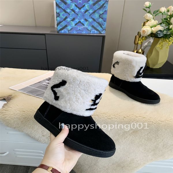 

2020 new snow boots women fashion soft leather flat boot girls casual winter brown shoes with fur half boots black size 35-40