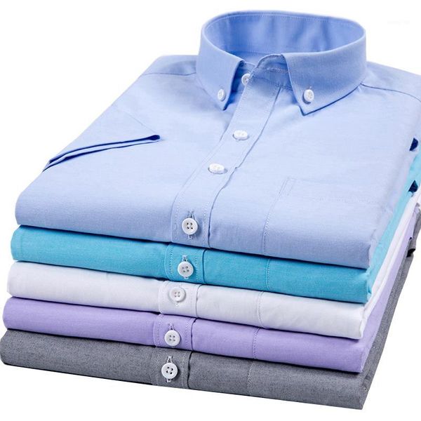 

da jauna 2020 oxford shirt for men summer short sleeve shirts solid men's fashion casual shirts korean style men blouse1, White;black