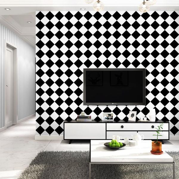 

customized 3d fashion minimalism wallpaper black and white squares combination modern living room bedroom decoration1 wallpapers