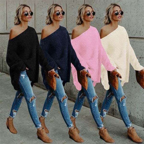 

women's sweater autumn and winter pullovers temperament long-sleeved solid color knitted pullover js14 201023, White;black