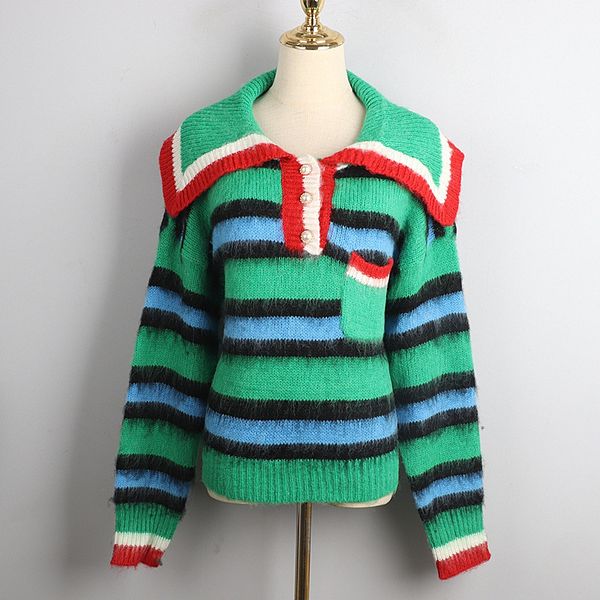 

802 2020 autumn pullover regular long sleeve panelled sweater blue lapel neck fashion sweater luxury sweater jianyi, White;black