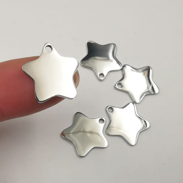 

10pcs lot shiny 18mm star tag charm polished stainless steel pendants charms marking jewelry findings diy, Silver