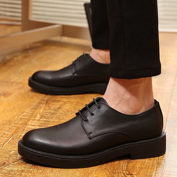 

arrival of new casual formal office businesses dressed in black cow leather platform zapatos men shoes 3281