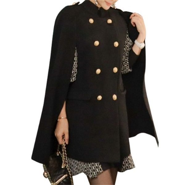 

autumn/winter 2021 new short shawl sleek double wool coat bj9c, Black