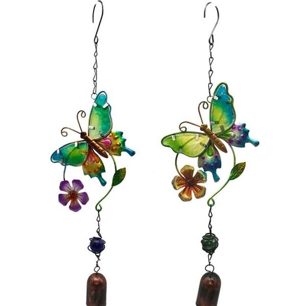 

1pc 3d butterfly wind chime iron diamond glass crafts three-nsional zakka creative metal glass painted ornament gard jllykl