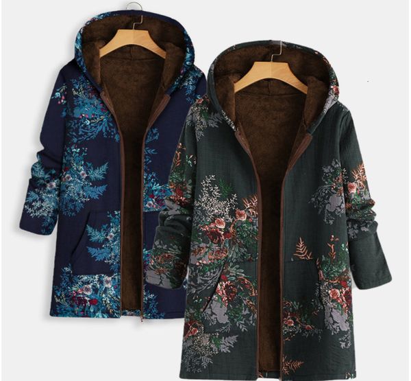

2021 new dmw001 # xl winter retro plus velvet cotton medium-length coat warm female jacket, nay5, Black;brown