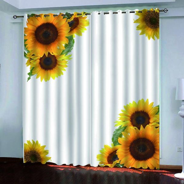

curtain & drapes customized 3d fashion blackout bedroom decoration yellow flower curtains on white for living room