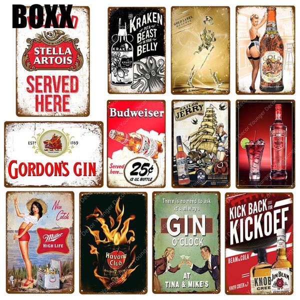 

ice cold stella artois miller smirnoff vintage metal signs plaque bar pub decorative plate beer advertising wall decor yj056