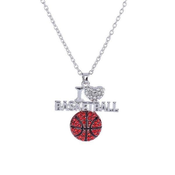 

pendant necklaces lureme silvertone crystal i love basketball necklace, 18"(nl005563-1), Silver