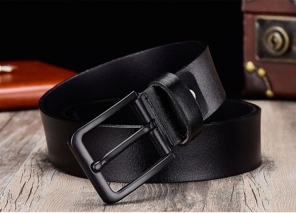 

factory direct men's leather belts men's all-match black buckle leather belts casual men's pin buckle belts, Black;brown