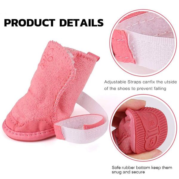 

thicken dog shoes winter shoes adjustable belt snow boots pet shoes warm non-slip teddy poodle dog cat pet supplies bbylgw