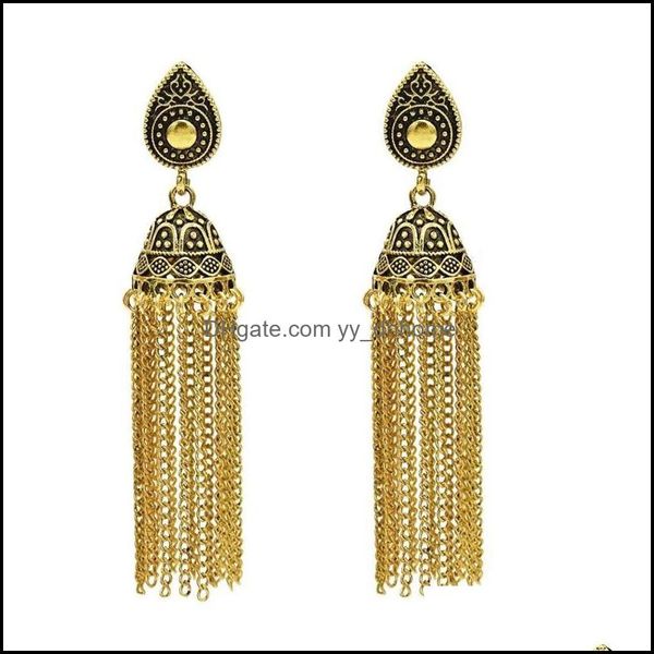 

dangle & chandelier earrings jewelry oxidized jhumka jhumki gold sliver bells long tassel hanging earring ladies statement afghan drop deliv, Silver