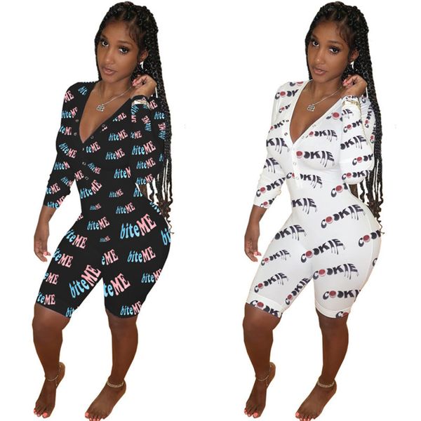 

women rompers long sleeve jumpsuit women designers pants valentines mother day v neck bodysuit overall outfits g12106, White