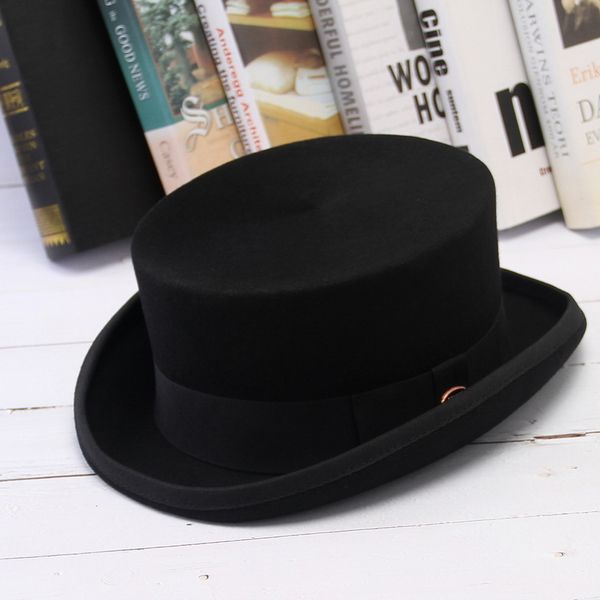 

gemvie 11cm 100% wool felt hat for men/women new cylinder hat er mad hatter party costume fedora derby magician hat q1216, Blue;gray