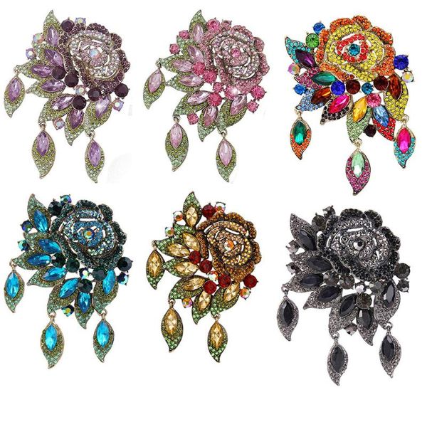 

wedding fabric rose flower rhinestone brooch for women, Gray