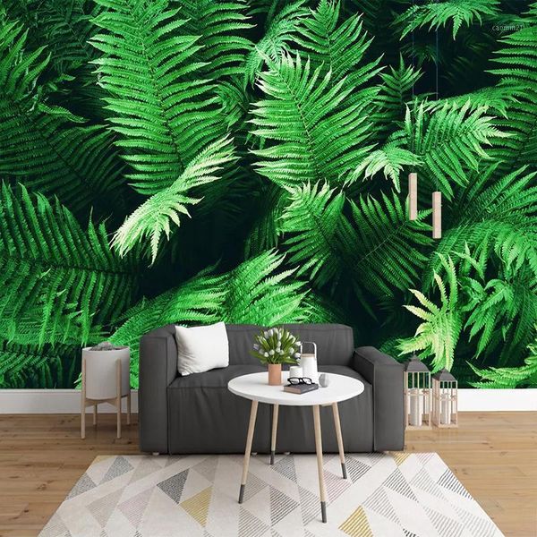 

custom 3d p wallpaper green leaves nature landscape non-woven mural wallpaper for living room bedroom background home decor1