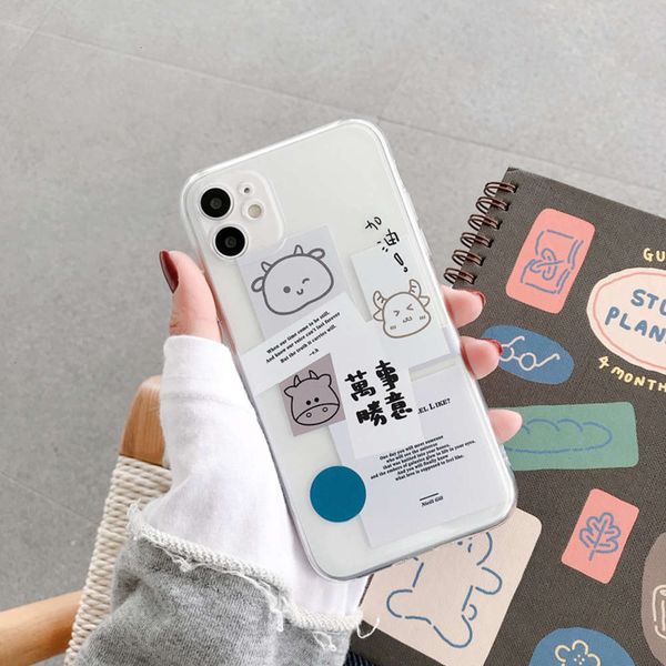 

personal creativity phone 12 mobile case 11pro max x xs xr fall proof 7p 8plus se2 / 6s men's mini transparent cartoon lovely