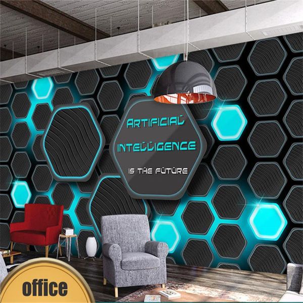 

3d technology theme geometry mural wallpaper for it company e-sports hall internet bar ktv walls 3d wall paper papel de parede
