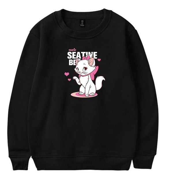 

wamni harajuku kawaii crewneck cat folshir мода печать трексуита популярная теплая рубашка падение доставки хорошего качества, Black
