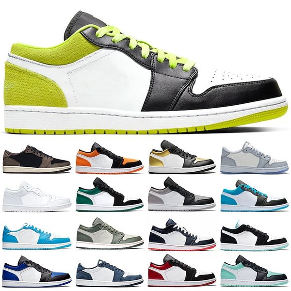 

low men women basketball shoes 1s mens trainers di unc laser blue mystic green midnight navy black cyber royal mens sports shoes sneakers, White;red