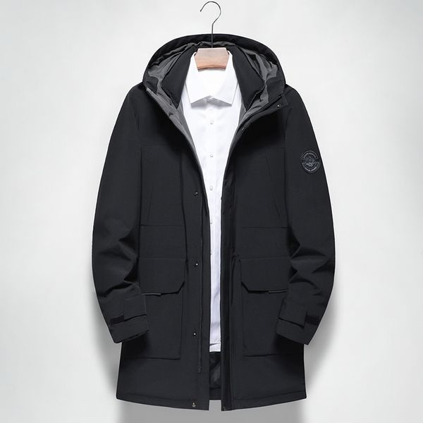 

20 years winter new men's light business style fit casual solid color youth down jacket with multiple pockets q1209, Black