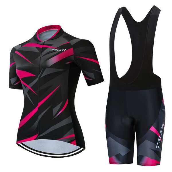 

racing sets 2021 teleyi pro team bike cycling suit set iam ropa ciclismo mountain riding women's road uniforme, Black;blue