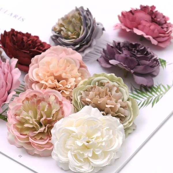 

1pcs 8cm peony artificial silk flower heads for wedding decoration diy wreath gift box scrapbooking craft fake sqcnum