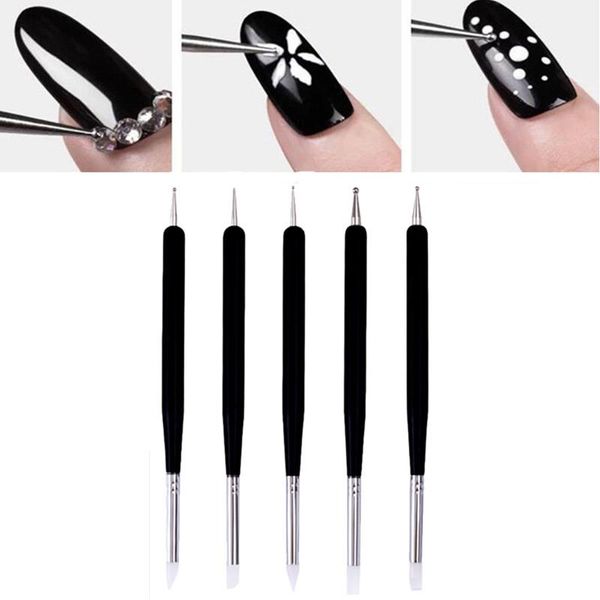 

5 pcs/set nail art dotting pen crystal uv gel painting manicure tool drawing liner flower brush decoration 3 colors optional, Yellow