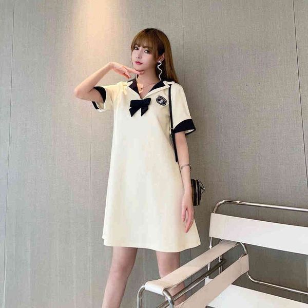 

g family summer bow small lapel color matching dress, Black;gray