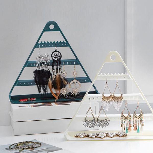 

1pcs earring hanging holder creative triangle multipurpose earring stand organizer earrings stud jewelry display stand, Pink;blue