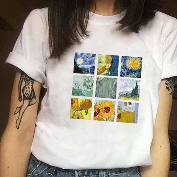 

women clothes print ladies painting plaid art vintage printed ladies woman women casual tee shirt t female t-shirt, White