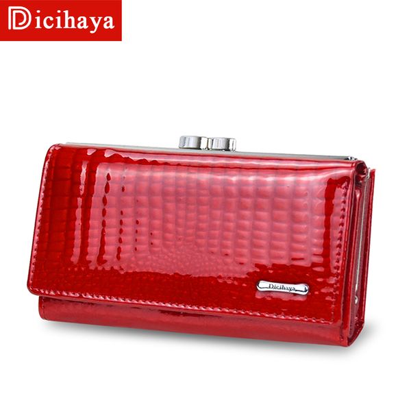 

mini genuine leather women wallets alligator small hasp zipper wallet ladies clutch bag purse 2019 new female luxury purses c1115, Red;black