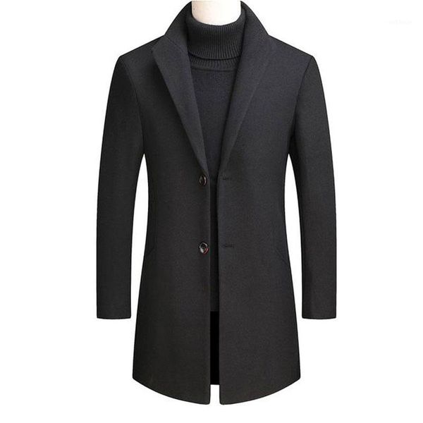 

2020 thick wool blends velvet design woolen men's casual trench overcoat slim fit single breasted office jackets coat1, Tan;black