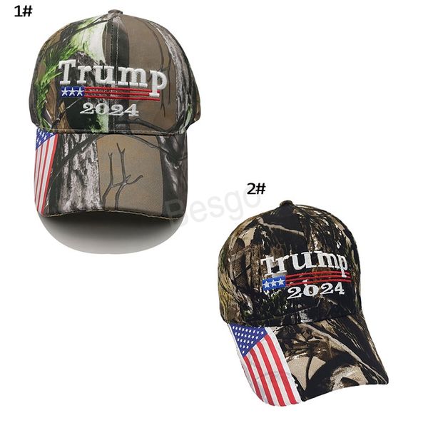 

trump 2024 campaign hat presidential election camouflage baseball ball cap adjustable sports shading caps american flag printing hats bh5740
