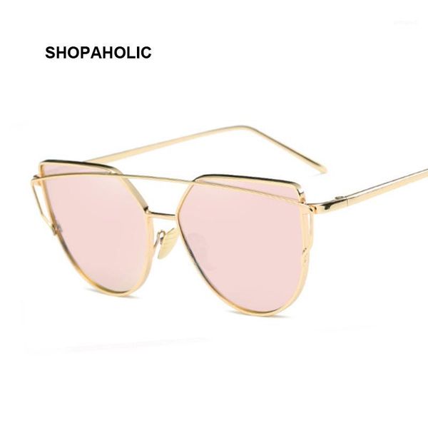 

sunglasses metal women cat eye brand design mirror rose gold vintage cateye fashion sun glasses female eyewear1, White;black